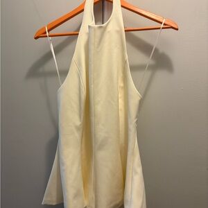 Sleeveless Cream Halter pleated top